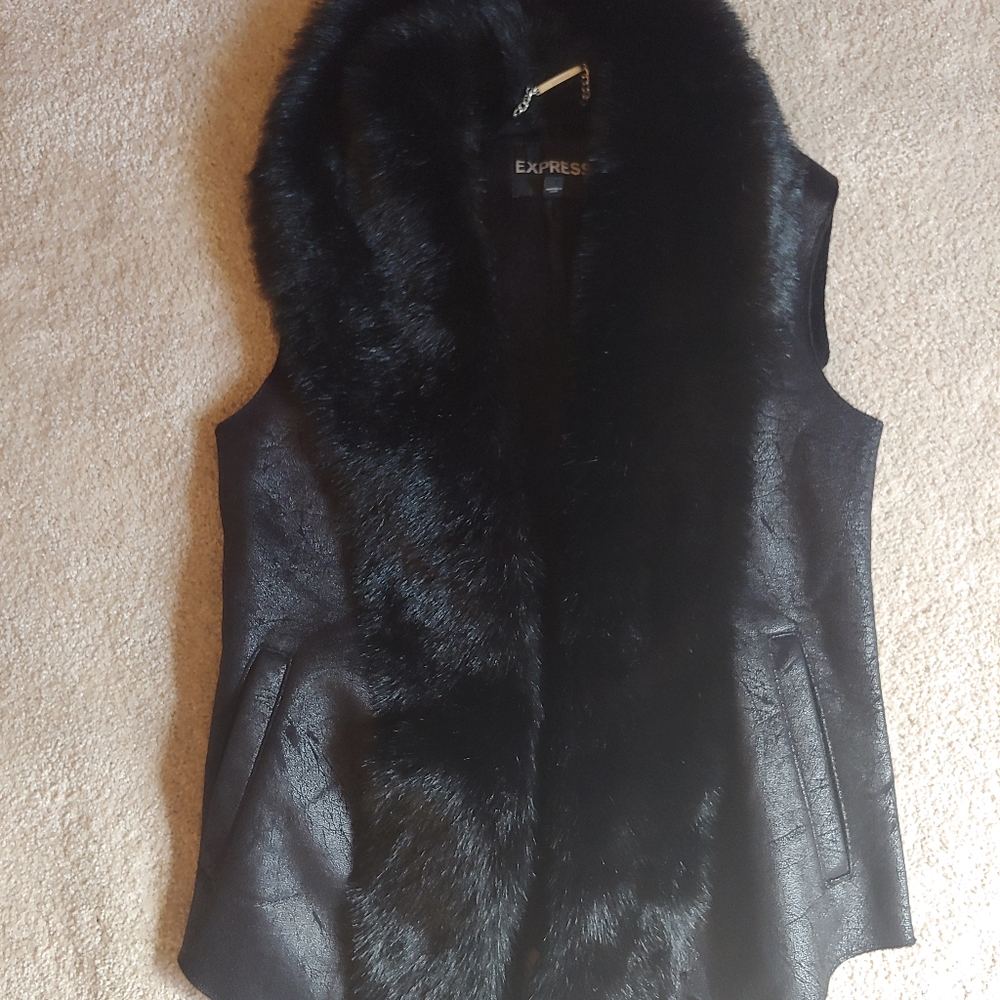 Express Faux Fur Vest with Pockets